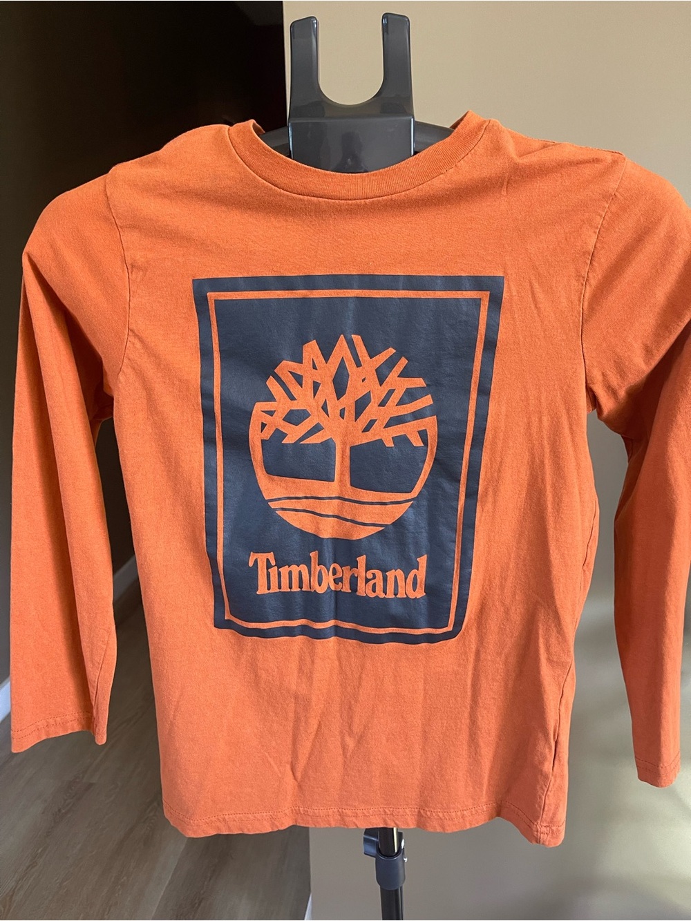 Timberland Orange Long-Sleeve Tee with Navy Logo